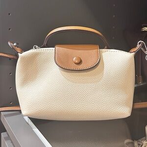 Cream and Tan Women’s Top-Handle Shoulder Bag
